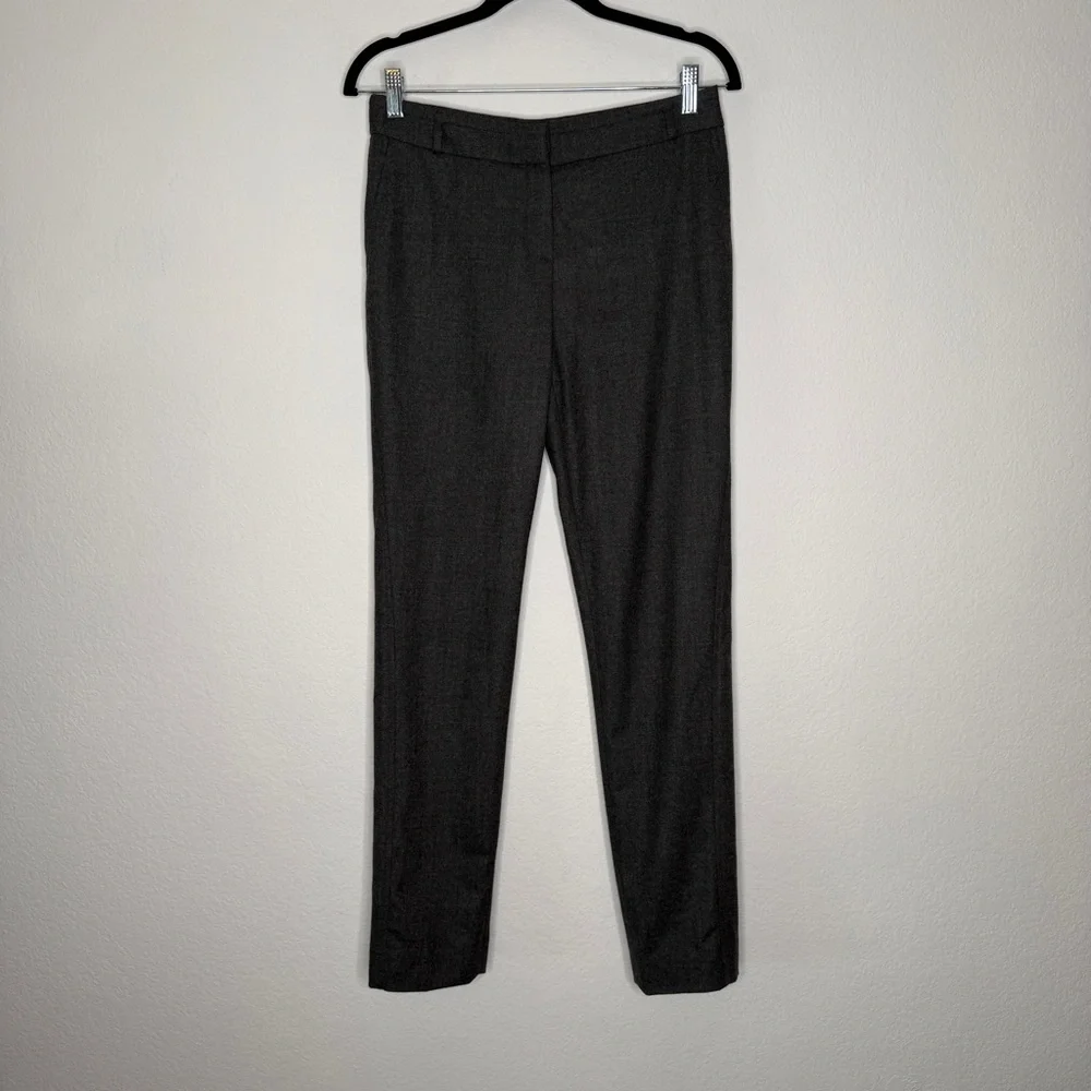 Luciano Barbera Charcoal Wool Blend Slim Fit Dress Trousers Flat Front W28